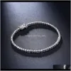 Charm Drop Delivery 2021 Elegant Pure 925 17-17Dot5 Cm Tennis Bracelets Jewelry 2Mm Round Crystal Jewellery Luxury Eternal Sterling Sier Brac