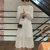 Осень зима Корейский повседневная O-шеи свободные длинные трикотажные платья женщины элегантный теплый белый вязаный свитер Vestidos халат Femme 210514