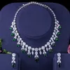 Beaqueen Luxurious African Cubic Zirconia Pärlor Smycken Sätta Nigerianska Bröllop Gul Bridal Smycken Satser för Kvinnor JS091 H1022