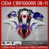 Injektionsform för Honda Body CBR1000 CBR 1000 RR CC 08-11 Bodywork 60No.3 CBR 1000RR 1000CC CBR1000RR 08 09 10 11 CBR-1000 2008 2009 2010 OEM Fairing Blue White Blk