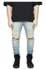 I lager Slim Fit Ripped Jeans Herr Hi-Street Herr Distressed Denim Joggers Knähål Tvättade Destroyed Plus Size