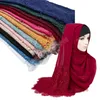 Fashion Scarf Hijabs Head Wrap For Women Chiffon Lace Beading Pearl Muslim Headwrap Islamic Modesty Long Shawl Turkish