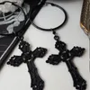 Pendant Necklaces Punk Black Cross Ball Necklace Witchy Alternative Goth Chain Grunge Statement Men Jewelry Women Gift