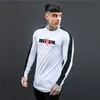 MuscleGuys Sonbahar Moda Rahat Ince Elastik Yumuşak Uzun Kollu Erkekler T Shirt Erkek Slim Fit Tee Gömlek Homme Sadece Spor Salonları Fitness Tops 210421