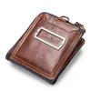 Genuine Leather Men Wallets Card Holder Small Money Bag Men Portomonee Fashion Coin Purse High Quality Male Clutch Zipper Clamp