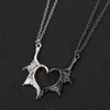 Collier de créateur bijoux de luxe aile pour femmes hommes correspondant démon Dragon amour coeur pendentif Couple famille amitié