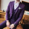 Solid Color slim fit male 3 piece suits wedding dress men Business Casual blazer Wedding Prom Dinner Suits Groomsman Wear tuxedo X0909