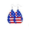 Fashion Independence Day Dangle Leather Earrings Printed Flag Five-pointed Star Water Drop Multilayer Earring Party Jewelry Anniversary Gift