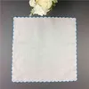 Set of 12 Fshion Table 40*40 CM Dinner White Irish 100% Linen Tea Napkins with Color Embroidered Scalloped Edges