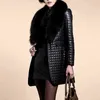 Kobiet płaszcza zimowa sztuczna skórzana futrzana kurtka z długim rękawem jesienna zima moda odzież wierzchnia długa płaszcza płaszcza 220118