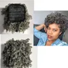 Real indian gray kinky human hair ponytail extension for black women salt and pepper natural highlights silver grey hairpiece with clip hot on sale 120g