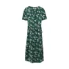 Été moderne dame élégante robe portefeuille imprimé floral satin taille haute ceinturée col en V vintage vert femme robes 210608