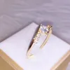 Fine Jewelry Luxury Wedding Bands for Woman 14K Yellow Gold Office Diamond Rings Filled Womens Engagement Couples