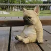 Sleepy French Bulldog Puppy Statue Resina Prato Scultura Super Cute Garden Yard Decor MUMR999 211101