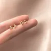 Stud Real Sterling Silver Stone Paled Tiny Girl Stud Earrings With Stamped S925 Women Gold Mini Wedding Present Jewelry in China R230619