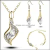 Örhängen Halsband Smycken Satser Crystal Pearl Pendant Örhängen Set Koreanska Fashion Chain 12pcs Sale Drop Leverans 2021 7R2PC