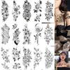 1 lot groothandel schoonheid body sexy tatoeages volledige arm tattootemporary sticker flash kunst zwarte bloem roos voor vrouwen en meisje