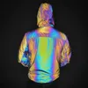 Cross-border Washable Reflective Jacket Nightclub Hip-hop Luminous Hooded Coat men and women Streetwear Loose Women 210531