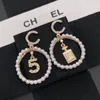 Designer Women Earrings Mens Earring NO.5 Hoop Earring Luxury Letter Jewelry Pearl Braided 18k Gold Earrings Womens Wedding Party D2109104HL