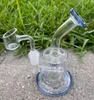 2021 6 cali Małe mini Dab Rigs Blue Glass Bong Water Rury Unikalne Bongs Water Bongs Gludowe wiertnice z 10mm Bowl Shisha Faihahs