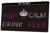 TC1327 Keep and Calm Drink Beer Bar pub Insegna luminosa Incisione 3D a due colori