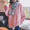 Зимняя одежда с длинным рукавом плюс размер свободный пуловер свитер женщины сладкие твердые 6 цветов трикотажные трикотажные изделия 11634 210417
