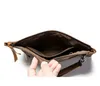 Leather Clutch Bags Men Handbag Double Zipper Business Man Purse Wrist Strap Hand Bag Waterproof Male Pouch