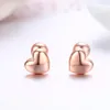 Mignon 925 en argent Sterling couleur or Rose pêche amour coeur vis arrière boucles d'oreilles pour femmes filles tout-petits enfants bijoux Aretes243a