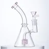 6 Inch Mini Hookah Water Pipes Dab Rig Oil Rigs With Bowl Glass beaker Bong 14mm Joint Showerhead Perc Heady Pink Small Bongs Pipe