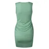 Casual sukienki Bodycon Sukienka Kobiety Bez Rękawów Slim O-Neck Cross Cross Krótki Vestido Corto Sexy Party Dla Robe Moulante Femme