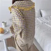 Mozuleva piżama kobiety miękki bawełniany dom do domu noszenie jesienne zima pijama żeńskie spodnie garnitur Kapel Plaid Pajama Zestaw snu 210706