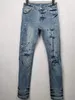 Luxe jeans hoog getailleerde lange magere blauwe letter vernietigen quilt gescheurd recht gesneden gat ontwerper ontwerpers kleding