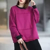 Autumn Arts Style Women O-neck Loose Casual Solid Pullovers Plus Size Thicken Warm Cotton Long Sleeve Hoodies V48 210512