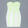 オクストレード夏のライムグリーンストラップレス包帯ドレス到着女性セクシーミニボディコンクラブパーティー210527