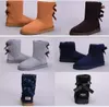 Vrouwen laarzen voor meisjes korte genade klassieke knie tall winter sneeuw boot bailey boog vrouwen booties enkel bowtie zwart grijze kastanje sportschoenen maat 5-10 RET