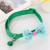 Cat Collar Solid Color Bowknot Puppy Chihuahua Collars with Bell Adjustable Safety Buckle Cats Bow Tie Pets Accessories