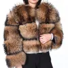マヨマコン冬の女性の本物の毛皮のコートナチュラルアライグマの毛皮のジャケットの高品質の毛皮の丸い首の暖かい女性のジャケット211019