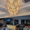 Lâmpadas pingente de ouro criativo candelabro de cristal sala de estar mão soprada placas de vidro para restaurante decoração de casa 36 polegadas