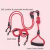 Nylon Dubbele riemen Afneembaar Pet Lead Climbing Foam Katoenen Handvat 1 Leash voor 2 of 3 of 4 Honden Klein Hond Touwtouw 201126