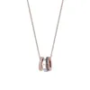 Pendentif Colliers Collier Shi famille trois anneaux de transfert de perles nelace adopte l'élément Rovski Rose Gold Lo Bone Chain5482062