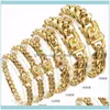 Link, Bracelets Jewelrylink, Chain 8/10/12/14/16/18Mm 7-11" Charm Stainless Steel Gold Tone Miami Curb Cuban Bracelet Dragon Lock Clasp Mens