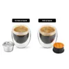 Icafilas de aço inoxidável recarregável cápsula de café filtros copo para delta q ndiq7323 pod tamper de aço 210607