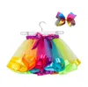 2022 Nuove neonate Tulus Rainbow Color Color Bambini Girl Tutu Gonne con Fascia Bambini Vacanze Informa Abito da ballo