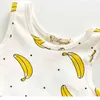 Zomer geboren meisjes rompertjes baby banaan print o-hals baby mouwloze katoen scheet kleding 210417