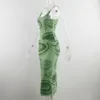 Örme Kayış Elbise Kadın Yaz Vintage İnce Hollow Su Dalgalanma Yüksek Bel Bodycon Midi Kadın Jumper Mujer 210514