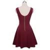 Nice-forever Vintage 1950's Sexy V Neck Backless vestidos Sleeveless A-Line Female Flare Party Women Zipper Summer Dress A087 210419