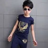 Nouveau 2019 enfants garçons vêtements d'été ensembles t-shirt et short survêtement de sport pour garçons ensemble 4 6 8 9 10 12 ans X0802