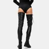 Female Thick Heel High Heels Thigh High Boots Fashion Black Platform Long Tube Booties Women Gothic Lace Up Shoes Woman Y1018