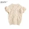 women fashion v neck butterfly sleeve twist knitting casual slim sweater female hollow out breasted tops S373 210420