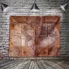 Bandiere con mappa retrò Banner Poliestere 134 * 150 cm Appendere al muro 4 occhielli Bandiera personalizzata Decorazione per interni Carta nautica vintage Pittura Wall Art Print Poster